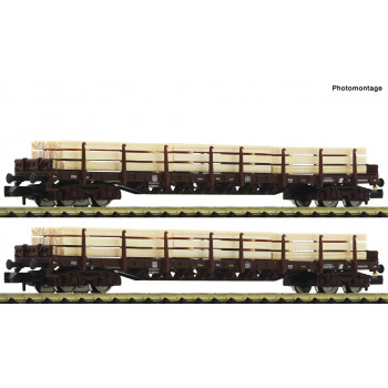 OBB Rs Bogie Stake Wagon w/Timber Load Set (2) V