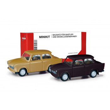 *Minikit Trabant 601 Sedan Set (2) Velvet Ochre/Rally Black