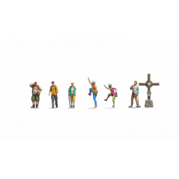 Mountain Hikers (6) & Cross Figure Set
