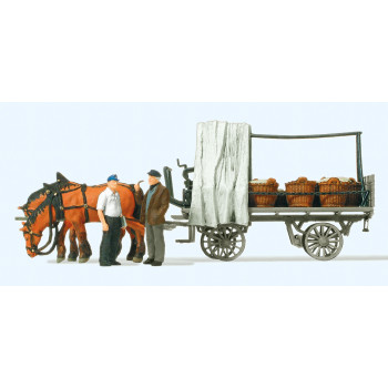 Horse Drawn Flat Wagon with Vegetable Load